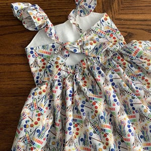 Art Party Birthday Outfit for Girls, Art Themed Dress, Painting Party, Paint Dress, Paint Palette, Paintbrushes, Summer Dress, Girl Sundress