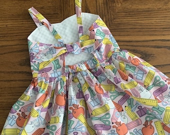 Kindergarten Dress, First Day of School, Girl School Dress, Back to School Dress, Alphabet Dress, Preschool Dress, Girls Apple Dress