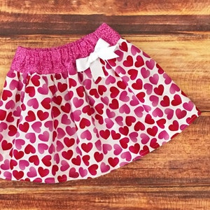 Girls Red and Pink Heart Skirt, Valentines Day Skirt, Baby Girl Valentines Day, Valentines Day Heart Confetti, Sweetheart Birthday Outfit image 10