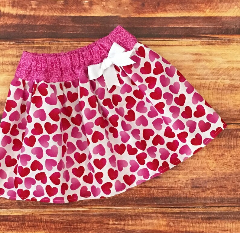 Girls Red and Pink Heart Skirt, Valentines Day Skirt, Baby Girl Valentines Day, Valentines Day Heart Confetti, Sweetheart Birthday Outfit image 10
