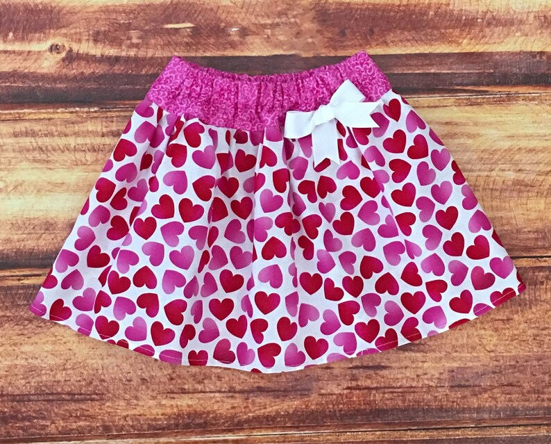 Girls Red and Pink Heart Skirt, Valentines Day Skirt, Baby Girl Valentines Day, Valentines Day Heart Confetti, Sweetheart Birthday Outfit image 2