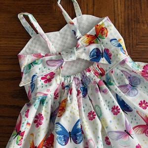 Butterfly Twirly Dress Girl: Handmade Cotton Garden Party Dress