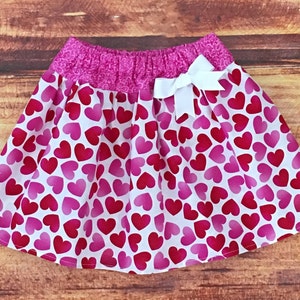 Girls Red and Pink Heart Skirt, Valentines Day Skirt, Baby Girl Valentines Day, Valentines Day Heart Confetti, Sweetheart Birthday Outfit image 9