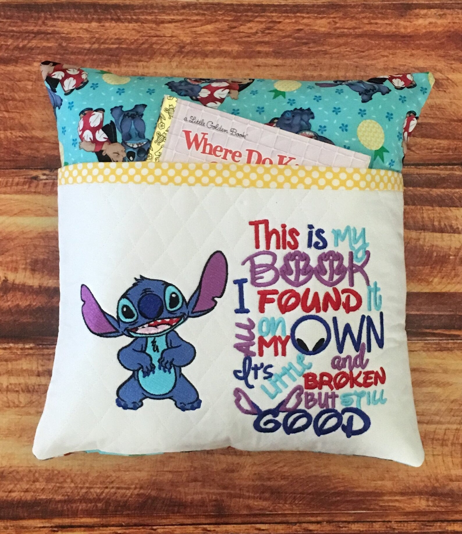 Stitch Pillow Book Pillow Lilo and Stitch Pillow Pocket Etsy