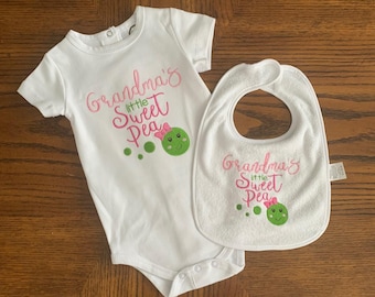 Grandma's Sweet Pea, Sweet Pea Baby Gift, Sweet Pea Baby Shower, Sweet Pea Bodysuit, New Baby Gift, Pea in a Pod, Gift for Baby Girl