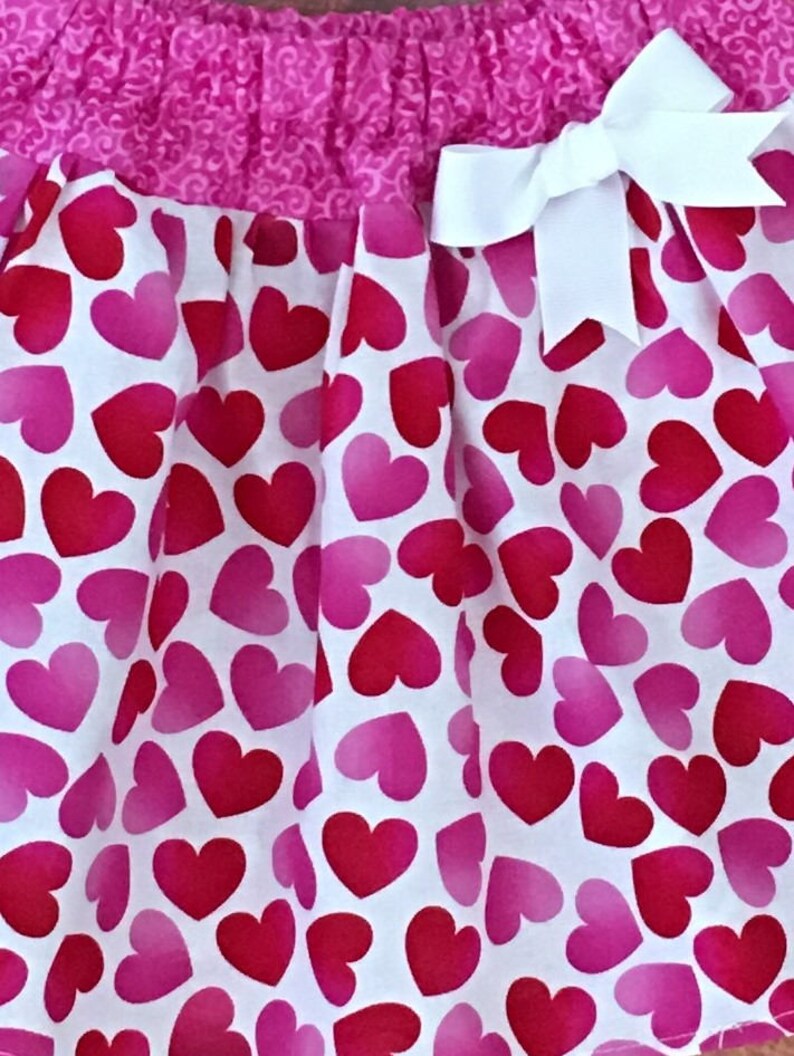 Girls Red and Pink Heart Skirt, Valentines Day Skirt, Baby Girl Valentines Day, Valentines Day Heart Confetti, Sweetheart Birthday Outfit image 3