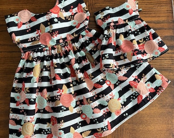 Matching Girl and Doll Dress, Me and My Dolly, Tea Party Twirly Dresses, Girl and Doll Matching Outfits