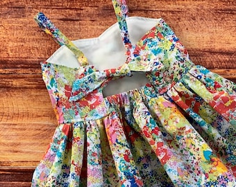 Paint Splatter Dress, Art Party Birthday Outfit for Girls, Spring Dresses for Girls, Art Themed Dress, Summer Dress, Sundress for Girls