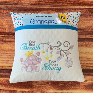 Embroidered Baby Pillow: &quot;Your First Breath&quot;, Nursery Decor