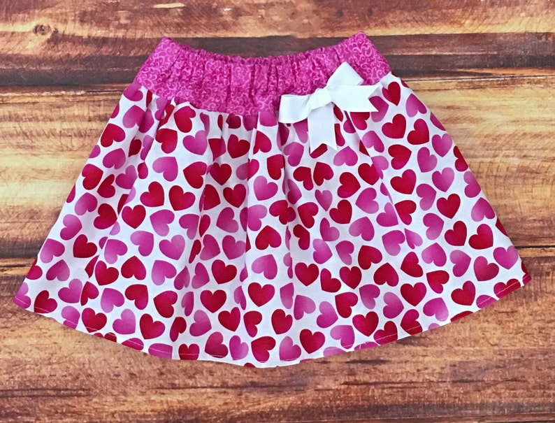 Girls Red and Pink Heart Skirt, Valentines Day Skirt, Baby Girl Valentines Day, Valentines Day Heart Confetti, Sweetheart Birthday Outfit image 5