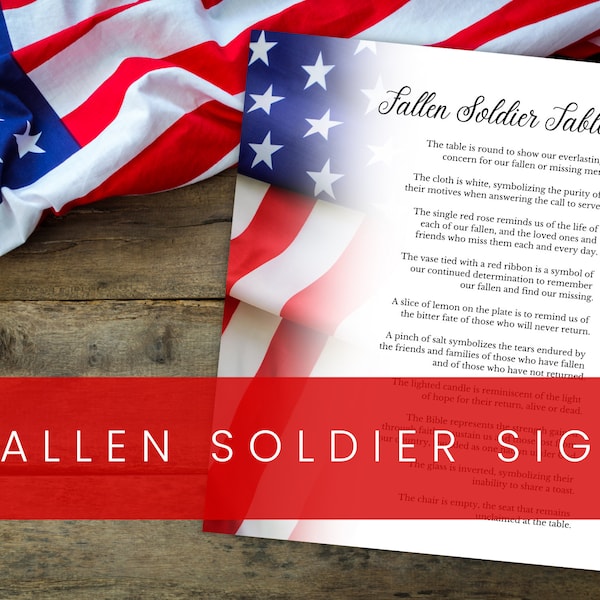 Fallen Soldier Memorial Sign | White Background | Digital Download | Memorial Day |Veteran’s Day | Honoring Our Military