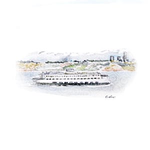 Ferry Cruise Watercolor Artwork Element