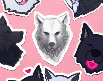 White Wolf Sticker - 100% Recycled Paper or Water-Resistant Stickers, Werewolf, Dog, Cool Realistic Wolf Head Art
