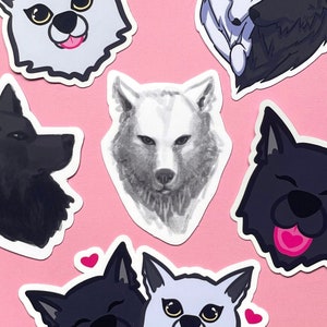 White Wolf Sticker - 100% Recycled Paper or Water-Resistant Stickers, Werewolf, Dog, Cool Realistic Wolf Head Art