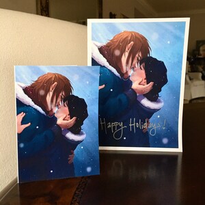 Winter Card, WS Tyler & Casey - LGBTQ+ Cartes téléchargeables en deux tailles, Imprimer sur papier 8.5x11 » pour deux cartes de 3.5x5 » ou une carte de 5.5x7 »