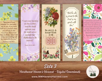 Christliche Schrift Blumen Lesezeichen - Bibel Vers Set 3 (Digitaler Download)