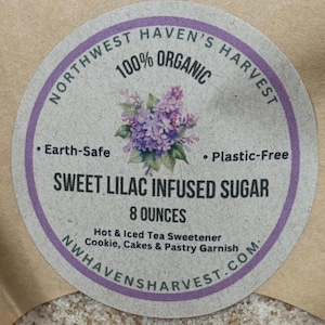 Lilac Infused Organic Cane Sugar – 4 or 8 oz | Floral Sugar for Tea, Cocktails, Baking, Gifts