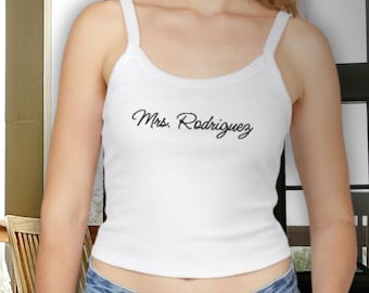Custom Mrs. Last Name Bridal Tank Top - Personalized Shirt for Brides