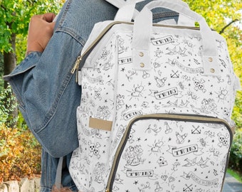 Twins Tattoo Flash Multifunctional Diaper Bag Backpack