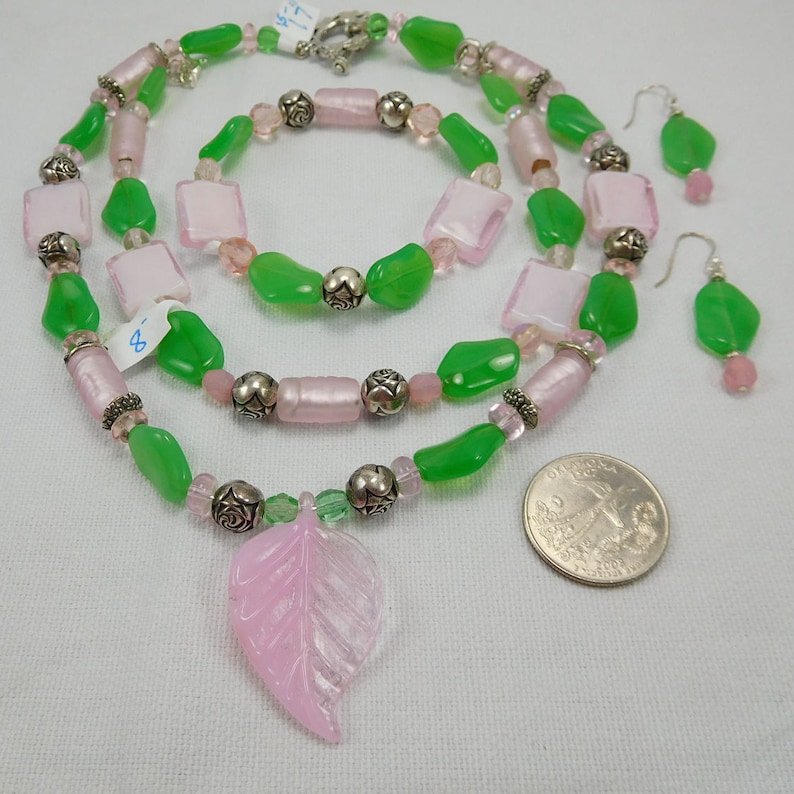 Pink & Green Jewelry SetConvertible NecklaceSpring Jewelry