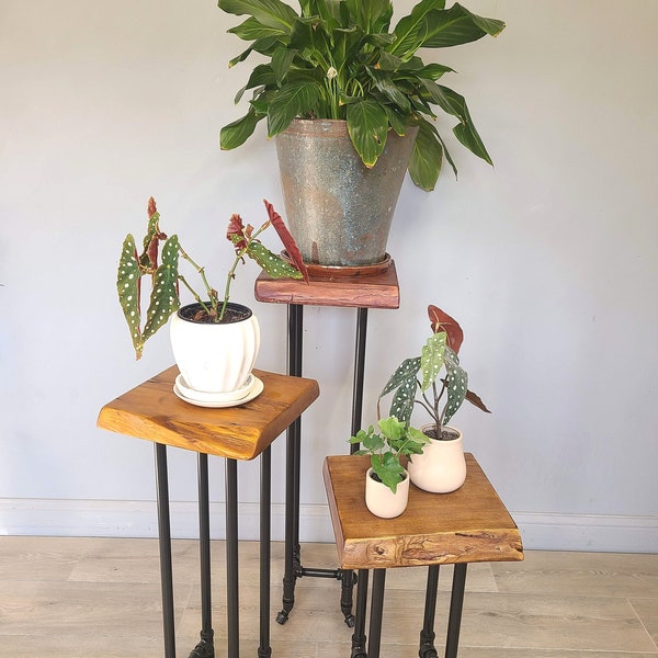 Plant Stand Reclaimed Wood, Indoor Accent Table, 12" Square