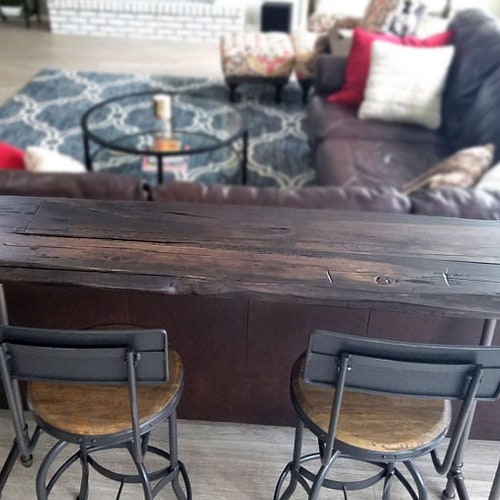 Reclaimed Wood Bar Table Restaurant Counter Natural With Etsy