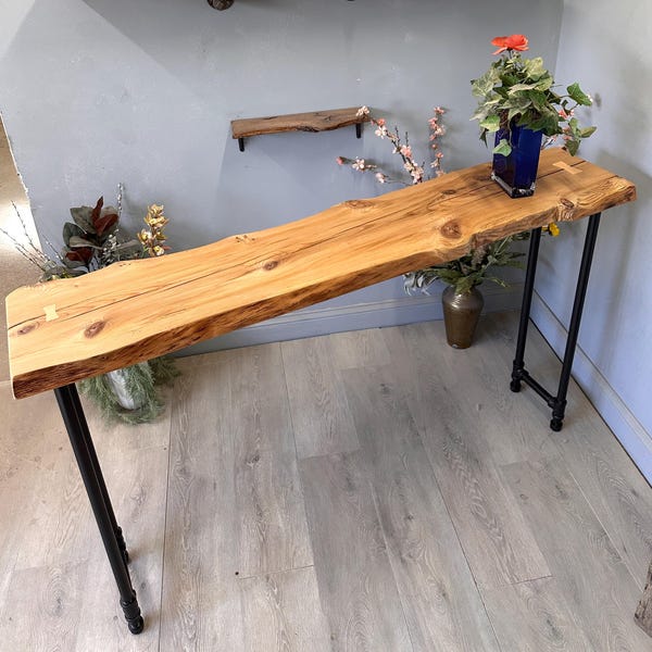 Narrow console handmade table, Reclaimed Wood Table, Long Sofa Table, IN STOCK, Entryway Table, Farmhouse, Industrial Design