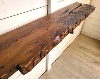 Thick Timber Fireplace Mantel, 7 foot Rustic Mantel, Live Edge Mantel Ready to Ship