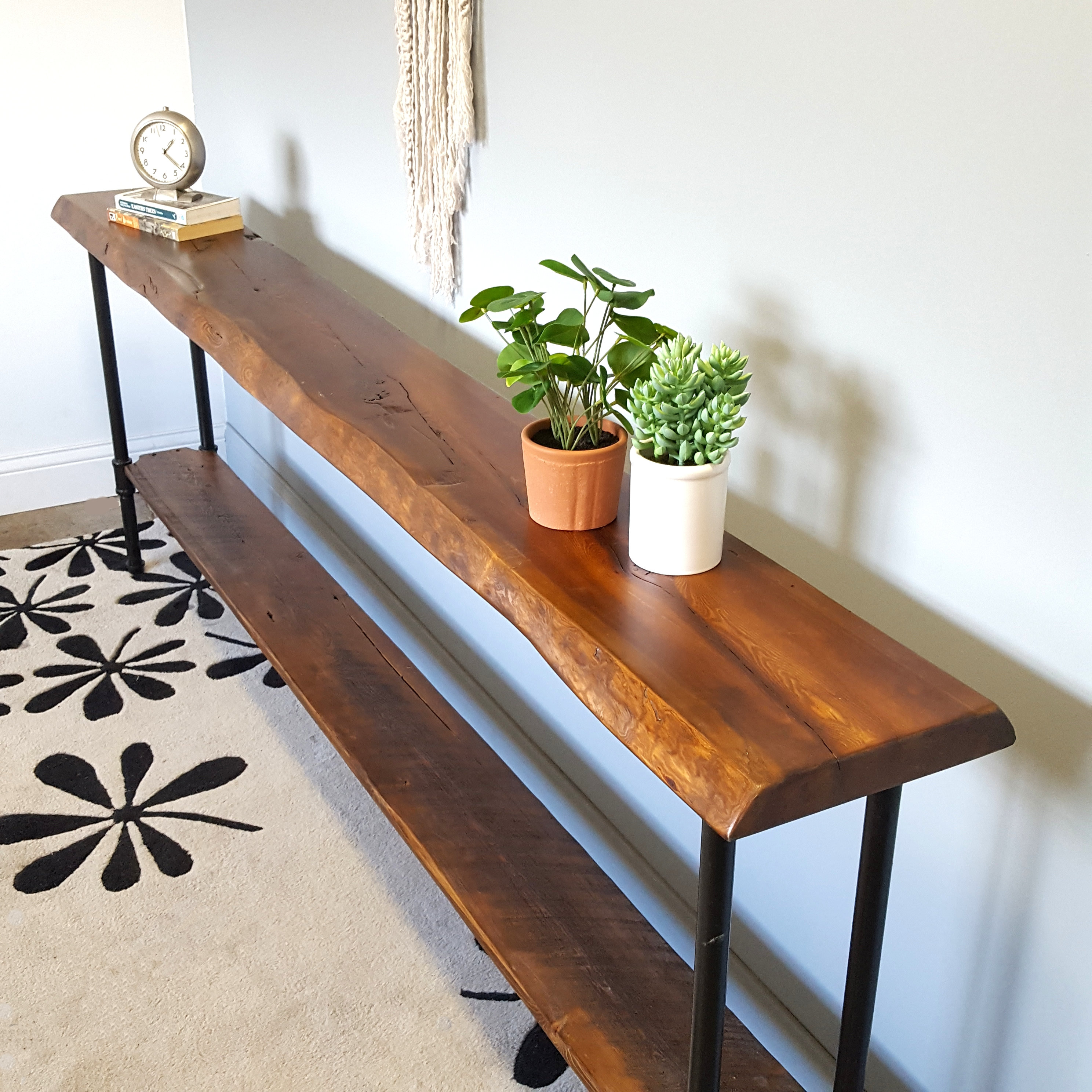 Console Table with Shelf Narrow Sofa Table Reclaimed Wood Etsy