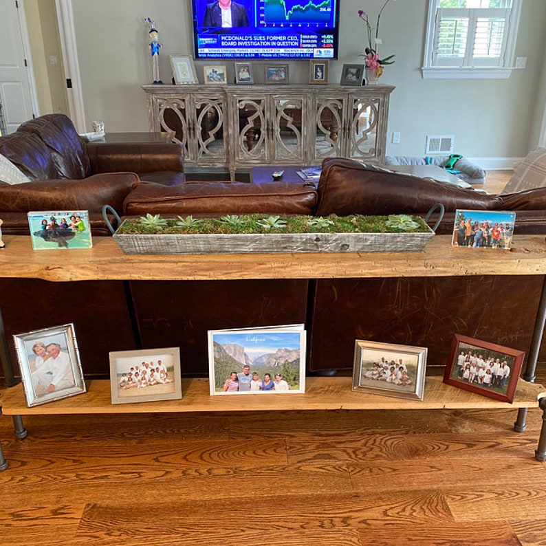 Console Table with Shelf, Narrow Sofa Table, Reclaimed Wood Entryway Table, Custom Sizes and Colors image 5