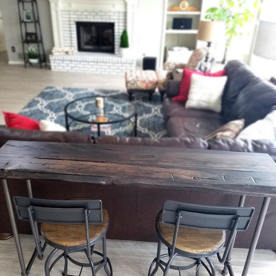 Reclaimed Wood Behind Sofa Bar Table, Console Table With Stools Behind Couch