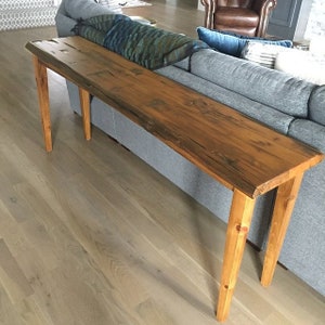 Live Edge Tapered Wood Leg Sofa Table Narrow table , Console, Sideboard