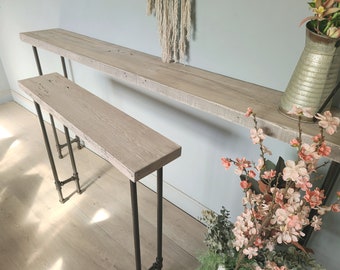 Custom Handmade Gray Console Table, Reclaimed Wood, Sofa Table, Entryway Table, Driftwood Color