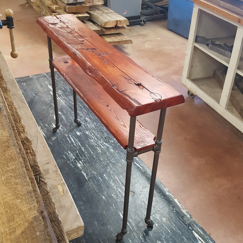 Narrow Console Table with Shelf, Reclaimed Wood Entryway Table, Natural Edge Accent Furniture image 3