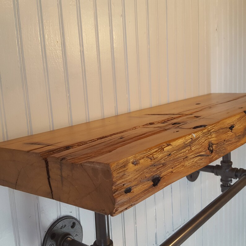 Live Edge Shelf With Towel Bar Rustic Log Cabin Kitchen or Etsy