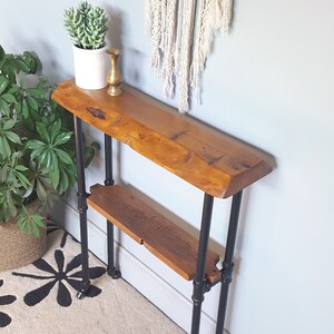 Narrow Console Table with Shelf, Reclaimed Wood Entryway Table, Natural Edge Accent Furniture image 2