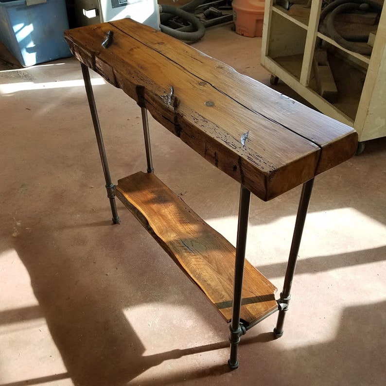 Console Table With Shelf Narrow Sofa Reclaimed Wood Entryway Sideboard
