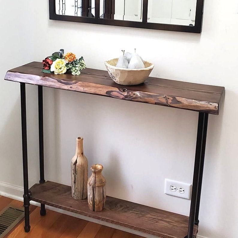 Console Table with Shelf, Narrow Sofa Table, Reclaimed Wood Entryway Table, Custom Sizes and Colors image 6