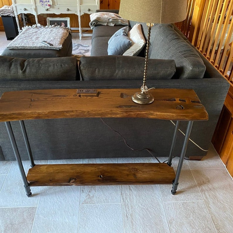 Console Table With Shelf Narrow Sofa Table Reclaimed Wood Etsy