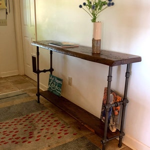 Reclaimed Wood TV Media Table with Shelf, Wide Console Table, Live Edge Entryway Table, Behind Sofa Table, Coffee Table, Handmade Furniture image 5