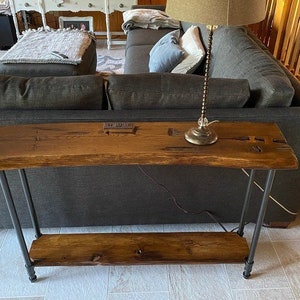 Console Table with Shelf, Narrow Sofa Table, Reclaimed Wood Entryway Table, Custom Sizes and Colors image 3