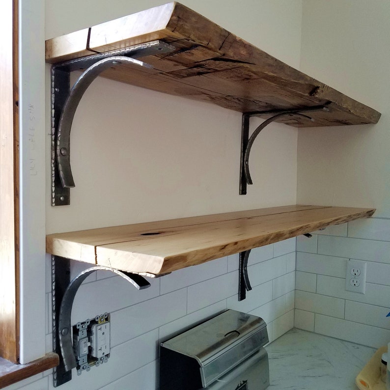 Rustic Open Kitchen Shelf Live Edge Wood Shelf Reclaimed Etsy
