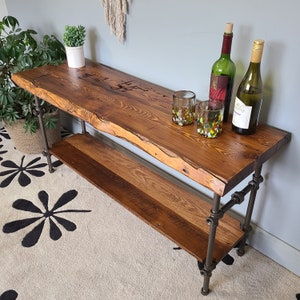 Reclaimed Wood TV Media Table with Shelf, Wide Console Table, Live Edge Entryway Table, Behind Sofa Table, Coffee Table, Handmade Furniture image 4