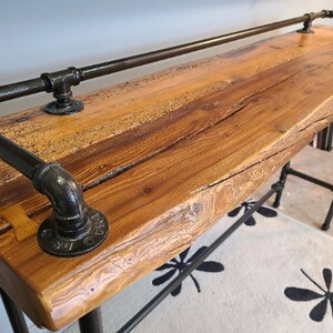 Custom Drink Rail Table, Home Theatre Bar, Reclaimed Wood Bar, Natural Live Edge Furniture, Custom Sizes and Finishes image 3