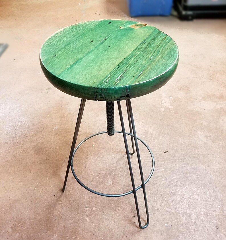 Reclaimed Wood Swivel Stool Hairpin Leg Bar Image 0