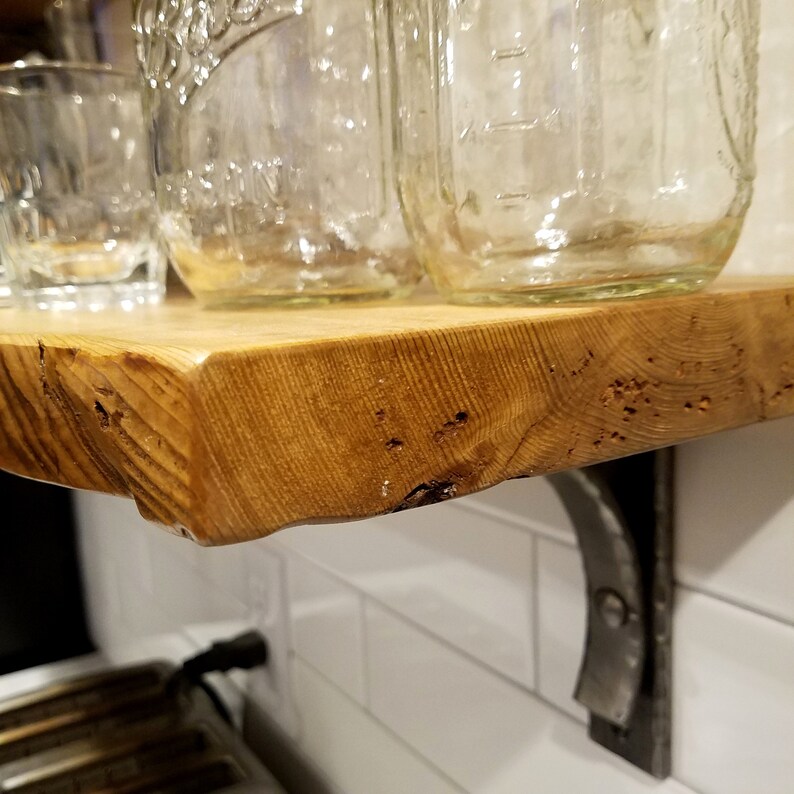 Rustic Open Kitchen Shelf Live Edge Wood Shelf Reclaimed Etsy