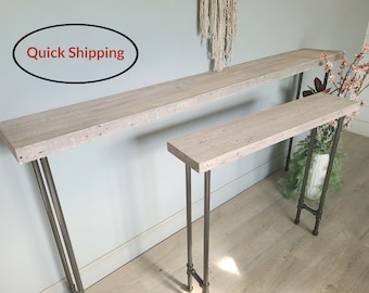 Narrow Gray Console Table, In stock,Ready to Ship, Handmade Reclaimed Wood, Sofa Table, Entryway Table, Driftwood Color