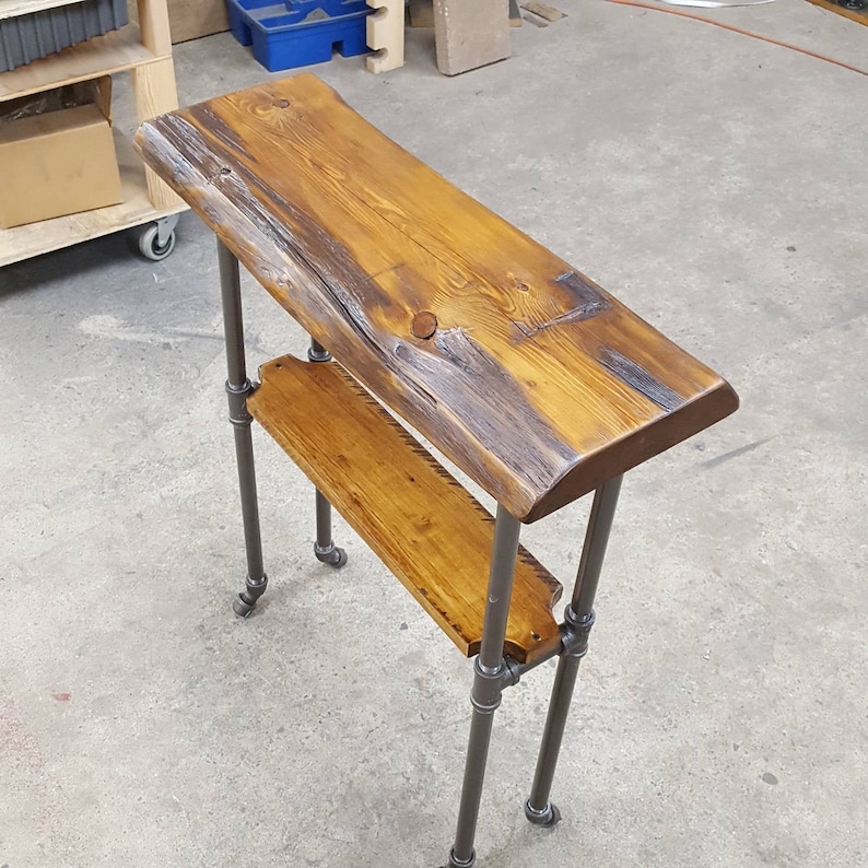 Narrow Console Table with Shelf, Reclaimed Wood Entryway Table, Natural Edge Accent Furniture image 7