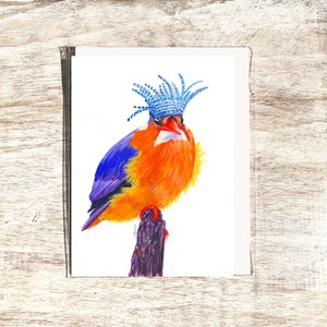 Kingfisher Art Greeting Card: Watercolor Bird Notecard