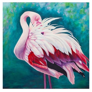 Pink Flamingo Art Print: Colorful Bird Painting, Modern Wall Decor